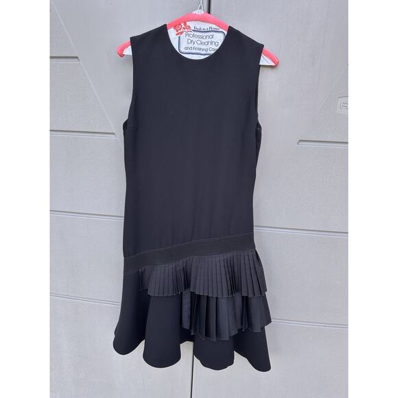VICTORIA BECKHAM ASYMMETRIC PLEATED TIERED SLEEVELESS CREPE SHIFT DRESS SZ 4 - Picture 6 of 16